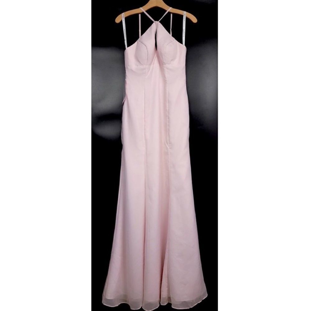 NWT AZAZIE Livy Mermaid Chiffon Maxi Gown Dress Blushing Pink Bridesmaid Prom 6